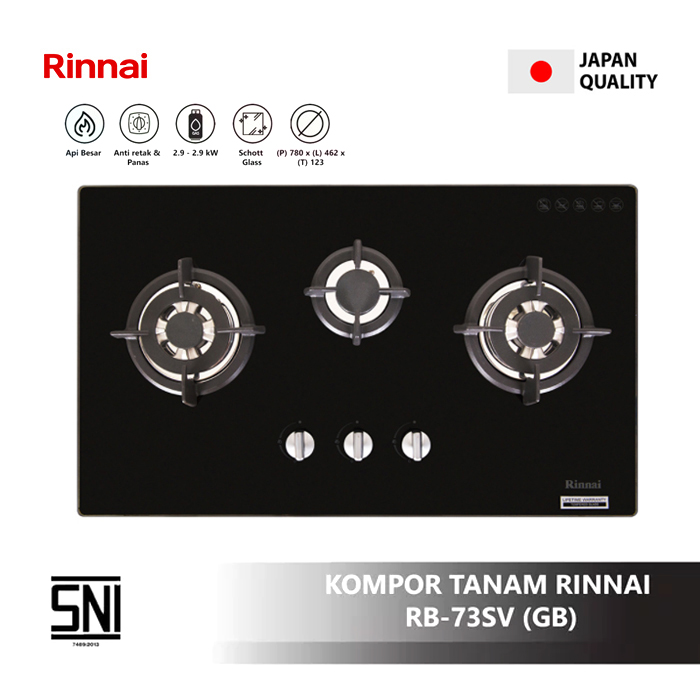 Rinnai Kompor Tanam 3 Tungku Simplicity - RB73SV GB